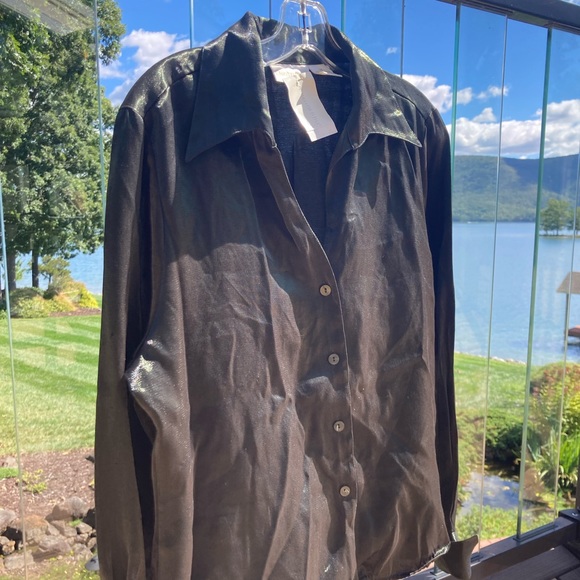 Vintage Christie & Jill Dark Green Holiday Dress Shirt | Women’s 14 - Picture 6 of 9